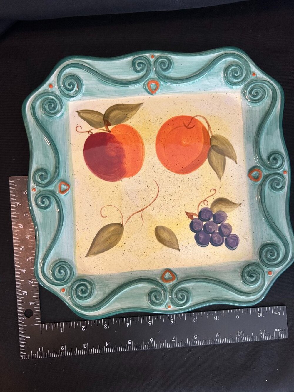 Medici Tabletops Unlimited Hand Painted Fruit Plates Lot of 5 - Tuscan Kitchen